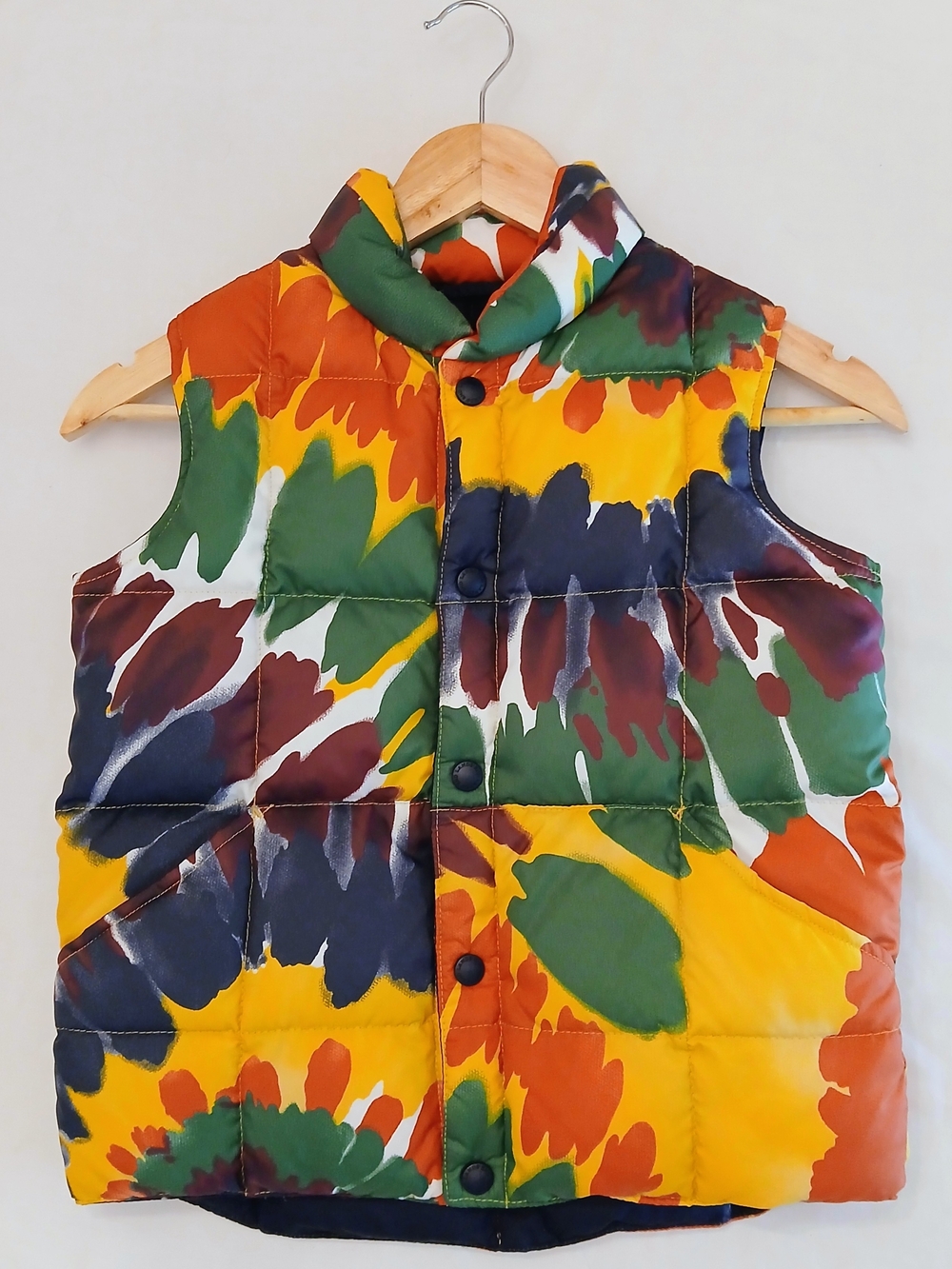 Lands’ End Kids Down Puffer Vest NWOT Multi-Color Tie-Dye Flower Bright L6x-7